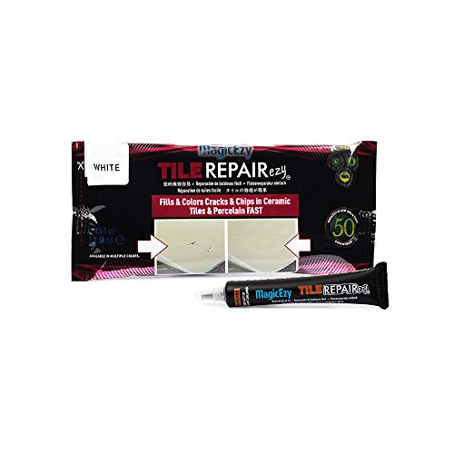 MagicEzy Tile RepairEzy (White) - Ceramic Tile Repair Filler to Fix Tile Chips and Cracks - Super Strong Adhesion - Ceramic, Porcelain, Acrylic, Fiberglass, Enamel