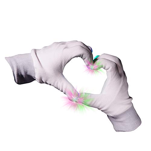 Fun Central 2 Pieces - LED Rave Gloves - Flashing Light Up with Finger Lights - White