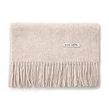 linişte 100% Pure Wool Scarf - Men and Women Winter Warm Soft Luxurious Solid Colors Gift Box Cream