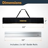 POWERTEC 110" Track Saw Guide Rail Joining Set for Ridgid Track Saws, Include 2x55" Extruded Aluminum Guide Rail, 2 Rail Extension Connectors and Protective Carrying Bag (72133)