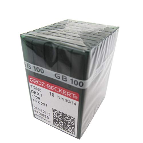 GROZ-BECKERT Needle in CKPSMS Clear Plastic Box- 100 GROZ-BECKERT DBX1 16X257 1738 GEBEDUR Titanium Sewing Machine Needles (14/90)