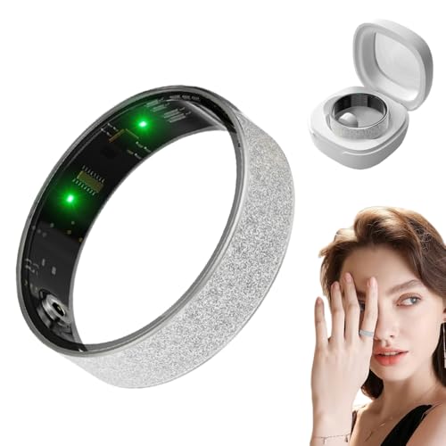 REVERIE DIARY Matte Smart Rings for Women Men with Charging Case, Fitness Sleep Step Tracker, No Subscription Fee, IP68 Waterproof Smart Ring Compatible with iPhone & Android (Silver, 8#)