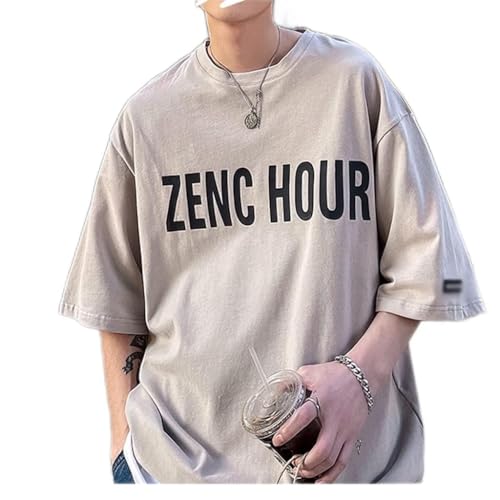 ERTXGBA Mens T Shirts Short Sleeve Male Letter Korean Clothing Brand Tops Casual Tees(E,XXXL Code)