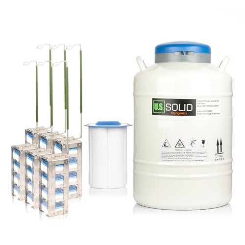 U.S.SOLID 35 L Cryogenic Container Liquid Nitrogen (LN2) Dewar Semen Tank, 125 mm Diameter with Freezer Rack