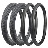 WEEROCK Bike Tire Two Pack 20 Inch Tire with 2 Pack Inner Tubes Folding Bead Replacement Tyre 20 x 2.125 MTB Mountain Bicycle Tires， Black