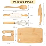 LUOLAO Wooden Kids Safe Knife and Kids Baking Set for Real Cooking, 6 PCS Toddler Montessori Kitchen Tools, Cooking and Baking for Kids Little Chefs