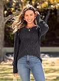 MIHOLL Women's Puff Long Sleeve Tops Elegant Casual Loose Blouses Knited Tunic Shirts(Dark Grey, x-large)