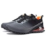 Kricely Men's Trail Running Shoes Fashion Hiking Sneakers for Men Tennis Cross Training Shoe Gray Non-Slip Walking Footwear Size 9 Wide