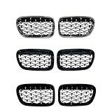 One Pair Front Grill Diamond Kidney Grilles Compatible For BMW X3 F25 2010 2011 2012 2013 Chrome Meteor Style Car Replacement Part(Black)