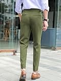 Floerns Men's Classic Fit Flat Front Dress Pants Office Business Trousers Olive Green M