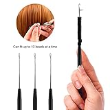 NEWISHTOOL Stainless Steel Hair Extensions Loop Needle Pulling Hook Tool, 3 PCS Micro Needle Threader Wire Pulling Crochet Hook Tools for Silicone MicroLink Beads Rings and Feathers Extensions