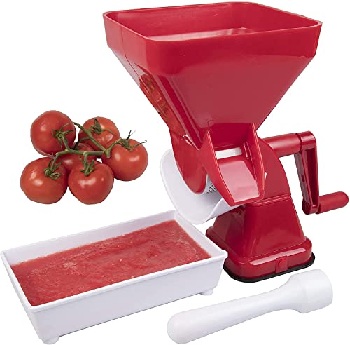 Tomato Strainer- Easily Juices w No Peeling Deseeding or Coring Necessary- Suction Cup Base Food Mill Press- Make Homemade Pasta Sauces, Fresh Salsa Potato Puree- Easy to Use, Cooking Supplies Gift