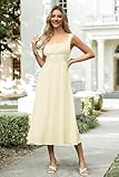 LUXVEER Women's Corset Dress 2025 Summer Casual Sleeveless Boho Beach Sundress Tank Square Neck A Line Midi Wedding Guest Dresses Flowy Milkmaid Dress Beige L