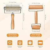 Elesunory 3pcs Pizza Tool Set, Include Pizza Docker, Pizza Dough Roller and Silicone Baking Mat, Food Grade Dough Docker, Non Slip Baking Mat, Wooden Rolling Pin for Pizza, Cookie, Pie, Pastry, Bread