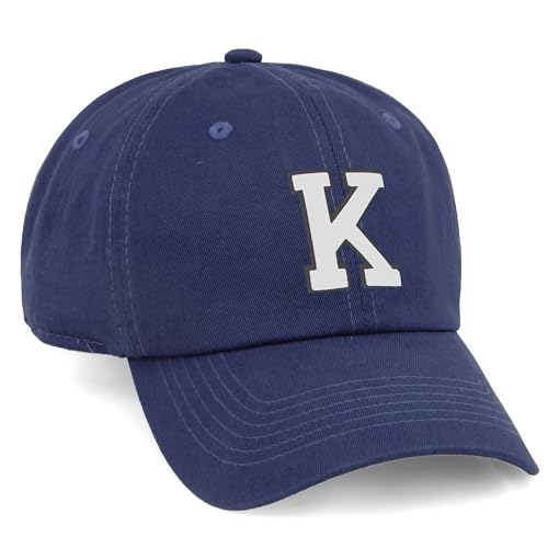 I&W Hatgear Customized Letter Intial Baseball Hat A to Z Team Colors, Navy Cap Black White Letter K