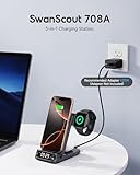 Charging Station for Apple Watch/iPhone/AirPods, SwanScout 708A, Wireless Charger for iPhone 16/15/14/13/12/11 Series, for Apple Watch 10/SE 2/9/8/7/6, Ultra 2/Ultra, for AirPods 4/Pro 2 (NO Adapter)