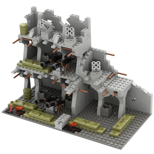 WW2 Military Base Bunker Trench Building Blocks, Compatible with Lego Military Base Sets, Army Toy with Cannon, Army Bunker, Gift for Kid 8 9 10 11 12 13 14 Years Old