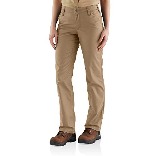 Carhartt Women's Original Fit Rugged Professional Work Utility Pants, Dark Khaki, 14 Short US