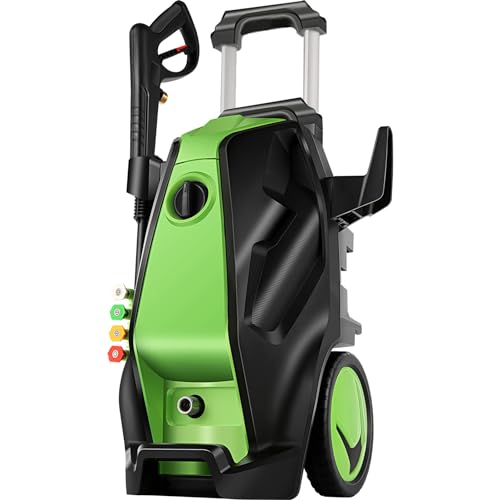 commowner 5000PSI Electric Pressure Washer with 33FT Hose M22-14mm, 3.0GPM Power Washers Electric Powered Professional Pressure Cleaner Machine, Foam Cannon, 4 Tips, powerwashers for Home Cars, Green