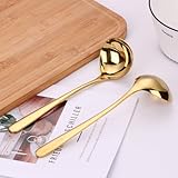 Mafier 9.5 Inch Gold Ladle Spoons SUS304 Stainless Steel Soup Ladle 2 oz. Gravy Sauce Kitchen Ladle for serving(Set of 2)