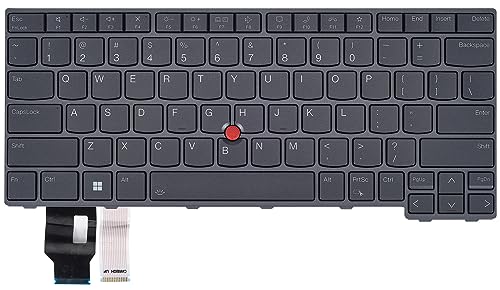 Replacement Backlit Keyboard for Lenovo Thinkpad T14 Gen 3 Gen 4, Thinkpad L14 Gen 3 Gen 4 & Thinkpad P14s Gen 3 Gen 4 Series Laptop Keyboard US Layout P/N: 5N21D68345, Gray