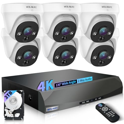 【2-Way Audio】 Wired Dome Security Camera System, Home Video Surveillance Camera Systems, Outdoor POE IP Cameras, NVR Surveillance Equipment