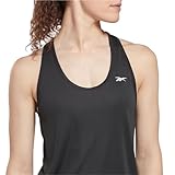 Reebok Women's Standard Workout Ready Mesh Back Tank, Night Black/Small White Vector Logo