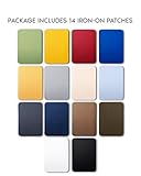 ZEFFFKA Premium Quality Fabric Iron-on Patches Inside & Outside Strongest Glue 100% Cotton Blue Gray Beige Brown Yellow Red Green Repair Decorating Kit 14 Pieces Size 3" by 4-1/4" (7.5 cm x 10.5 cm)