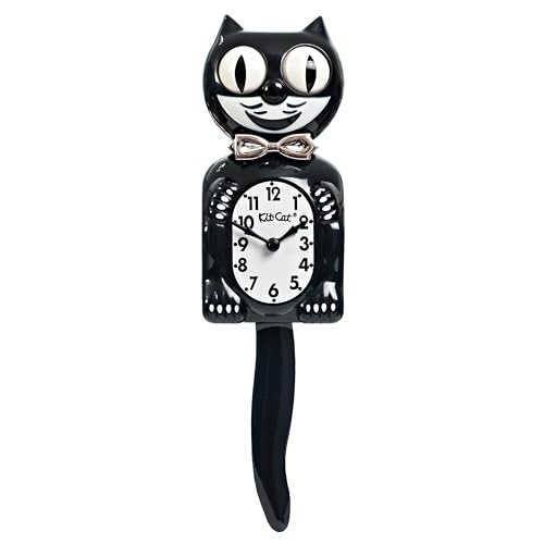 Kit-Cat Tuxedo Clock, Limited Edition Anniversary, Black with Chrome Bow Tie, Classic Moving Eyes and Tail
