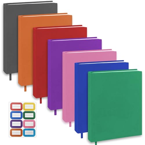 KICNIC Jumbo Book Covers 7 Pack, 9x11 Inch Stretchable Book Sox Suitable for Most Hardcover Books, Up to 10 Inch x 12.5 Inch, Washable and Reusable Protective Textbook Covers with Label Sticker