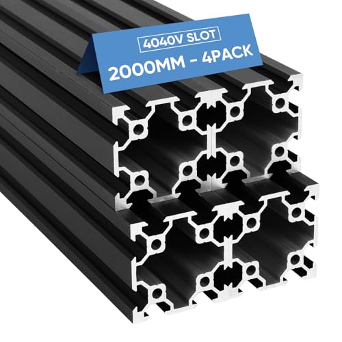 FAHKNS 4040 Aluminum Extrusion European Standard, 4PCS V Slot Extruded Aluminum, 2000mm Length Anodized Linear Rail for 3D Printer Engraving Machine Workbench DIY Black
