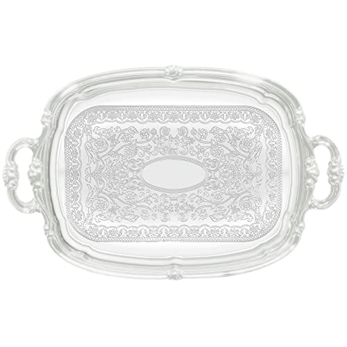 Winco CMT-1912 Oblong Tray with Integrated Handle, Chrome,Medium