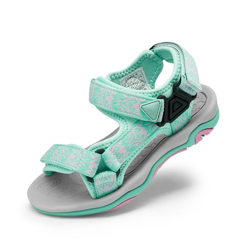 DREAM PAIRS Boys Girls Sandals Kids Adventurous Light-Weight Adjustable Straps Summer Sandals (Toddler/Little Kid/Big Kid),Size 6 Big Kid,Mint/Pink,170892-K