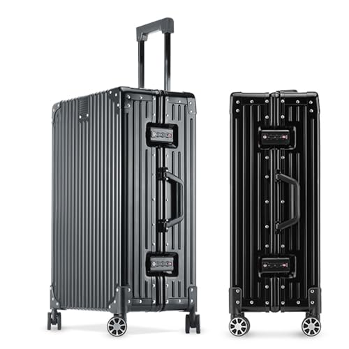 YYW Full Aluminum Carry On Suitcase, 100% All Aluminum Alloy Cabin Luggage Hard Shell,Airline Approved Carry On Suitcase with TSA Locks (Black, 20-Inch)