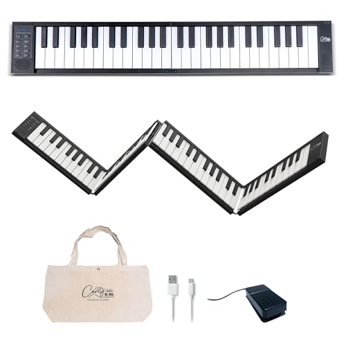 Carry-on 88 Key Folding Piano - Ultra-Portable and Full-Sized with 128 Voices and USB MIDI Connectivity - Travel Piano Keyboard Perfect for Practice, Travel, and Performances - Black