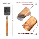 BBQ-Aid Grill Brush and Scraper for Barbecue – Grill Brush for Outdoor Grill with Extended, Large Wooden Handle and Replaceable Stainless Steel Bristles Head –No Scratch- BBQ Grill Brush for Any Grill