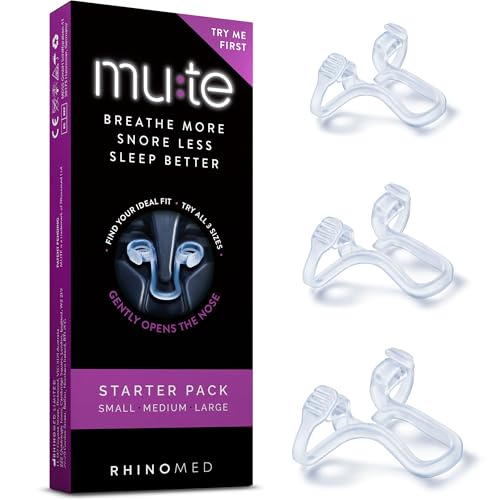 Rhinomed Mute Snore Stopper Nasal Dilator for Snore Reduction Starter Pack Increases Airflow Anti Snoring Devices Nasal Dilators for Sleeping Transparent Internal Nasal Dilator Snoring Solution
