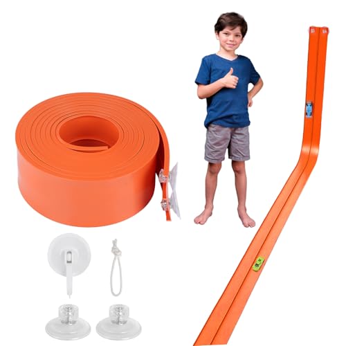 Flex Track 15 Ft Starter Set with Suction Cups Compatible with Hot Wheels and Diecast 1/64th Cars for Ages 3 & Up Green Gray Orange Classic Long Rolls Up Portable Racetrack (Orange)