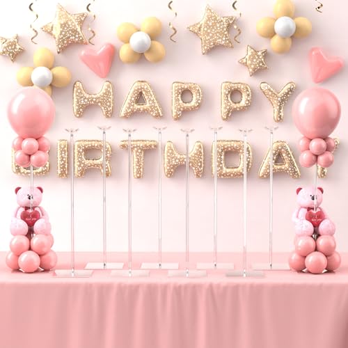 Toosci 23.6 Inch Height Acrylic Balloon Stands for Table 10 Pack, Balloons Centerpiece for Tables with Base, Balloon Stick Holder for Wedding, Baby Shower, Birthday Party Decoration