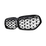 Front Kidney Bumper Grille Diamond Racing Grills Compatible For BMW X1 F48 LCI 2020 2021 2022 Gloss Black Car Accessories(Black)