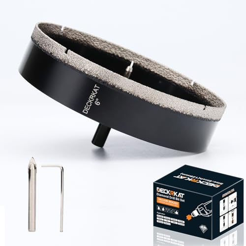 6 inch Diamond Hole-Saw Bits with Pilot Drill Bit -6" Diamond Tipped Tile Hole Saws with Guiding Bit Accurate Drilling for Porcelain Tile Ceramic Pottery Granite Stone Glass Bottles 152mm.