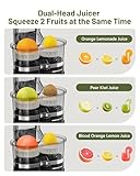 KEENSTAR Electric Citrus Juicer, Dual-Head Orange Juicer Squeezer with Power Cord, Portable Juicer with Cleaning Brush for Lemon, Grapefruit, High Juice Yield, One Touch Operation, Easy to Clean