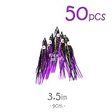 50pcs Fish WOW!® Purple Black 3.5 inch Squid Skirts 9cm Octopus Hoochies Fishing Soft Lure