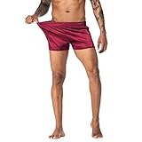 FIROTTII Men's Satin Boxers Silk Satin Boxers Sleep Lounge Shorts Pajamas Bottom (WineRed M)