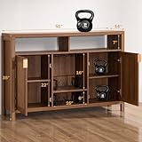 SICOTAS Coffee Bar Cabinet, 51" Rattan Sideboard Buffet Cabinet with Storage, Boho Farmhouse Liquor Cabinet with Wine Racks Credenza Console Table for Home Living Dining Room Entryway, Natural