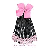 Kids Ponytail Extension With Beads Box Braids Hair Extensions For Kiddie Synthetic Hairpieces With Bows Protective Easy Fashion Hairstyle For Baby Girls Toddler Gift (Pink, Box-9inch)