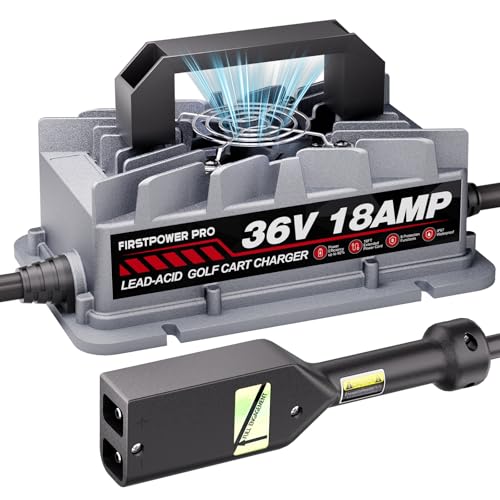36 Volt Golf Cart Battery Charger for EZGO TXT Golf Carts, 36V 18A Golf Cart Charger with Upgraded Extended D Style Plug, 4-6H Full Charge Trickle Charge, Lead Acid Charger - IP67 Waterproof & Fan