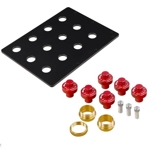 Woodpeckers Hole Boring Jig, Make Your Own Gridwork Table Top, USA Made, Includes Template, 3/4" & 20MM Pins & Router Bushings - HBJ-19