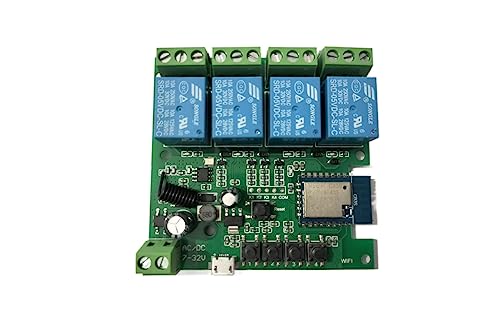 Tuya Smart Life WiFi Momentary Inching Relay Self-Locking Switch Module,DC 7-32V/USB 5V WiFi RF Bluetooth Relay,DIY Smart Home,Compatible with Alexa Goolge Home(1CH) (4CH)