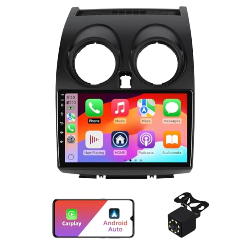 2+32G Android 13 Double Din Car Radio Stereo for Nissan Rogue Qashqai 1 J10 2006-2016 with 9 Inch Touchscreen Radio Built-in Wireless Carplay/Android Auto/GPS/Bluetooth/FM/AUX-in/SWC/Backup Camera